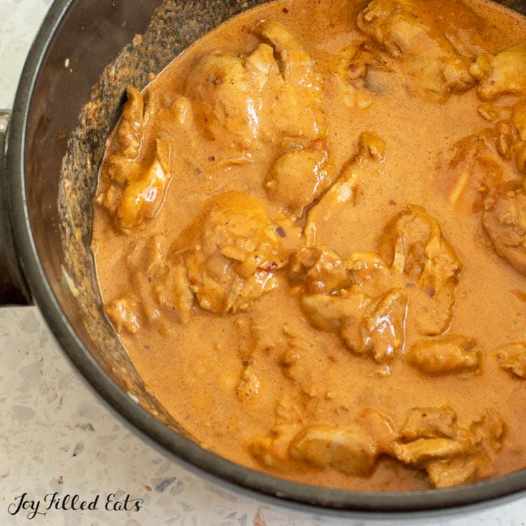 the chicken thigh curry in a large pot