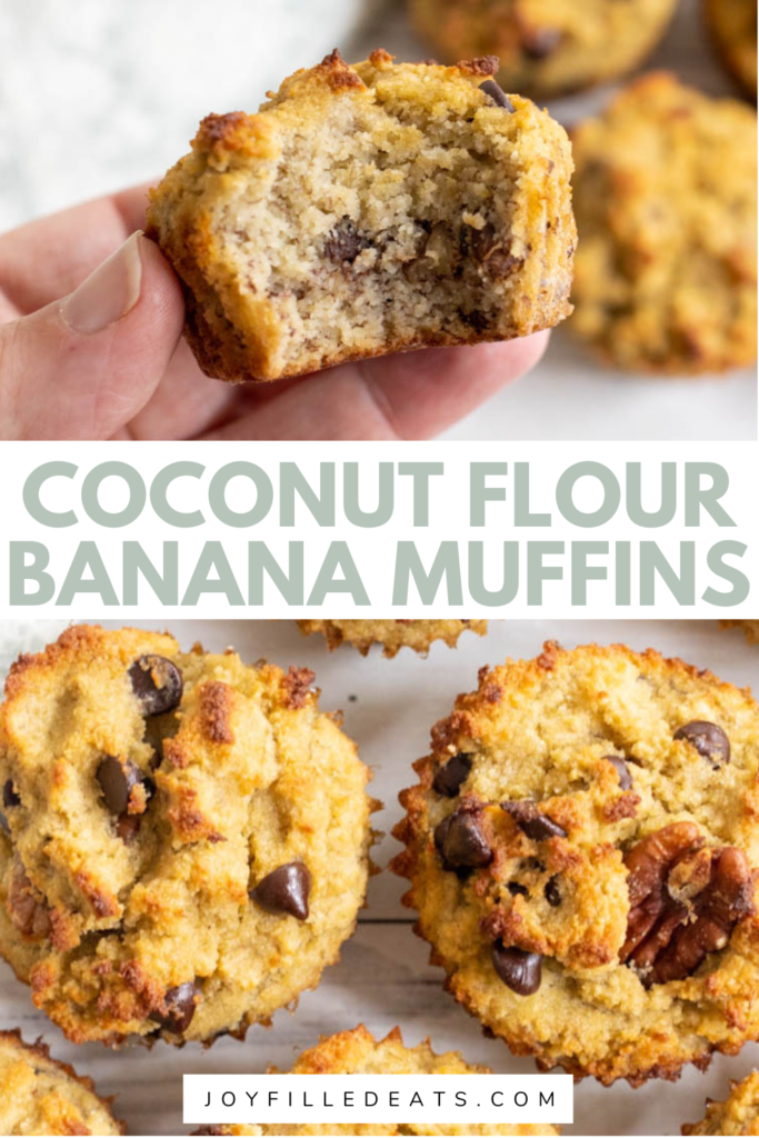 pinterest image of coconut flour banana muffins