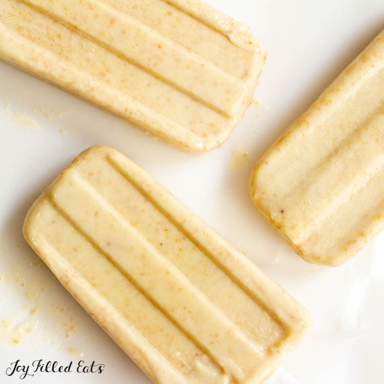 low carb peanut butter pops on white surface
