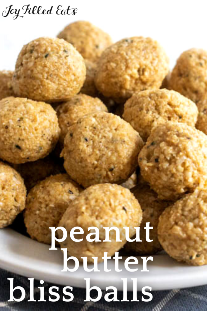 pinterest image for peanut butter bliss balls