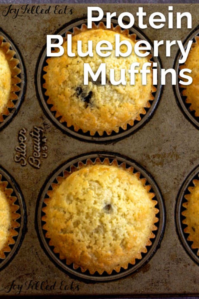 pinterest image for protein blueberry muffins