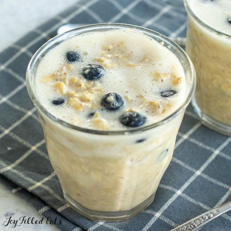 side view of protein overnight oats