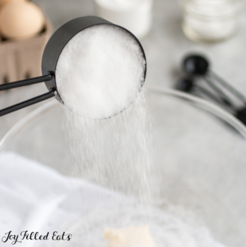 sugar substitute being poured into bowl