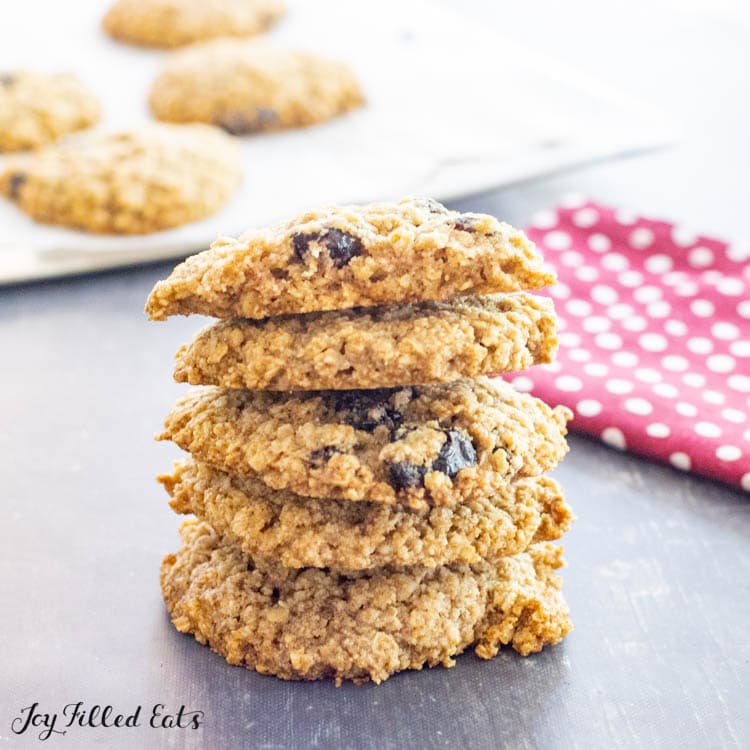 stack of almond flour oatmeal cookies