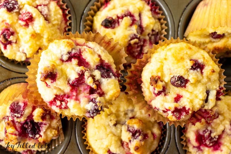 overhead shot of keto cranberry muffins