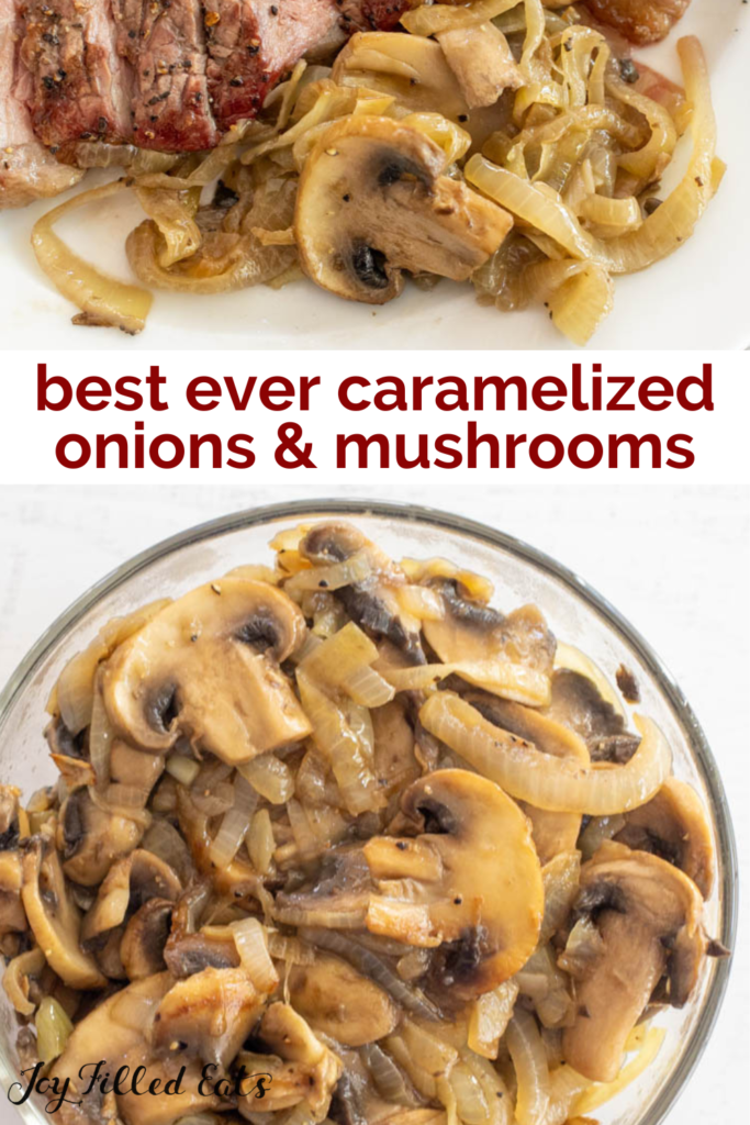 pinterest image for caramelized onions & mushrooms