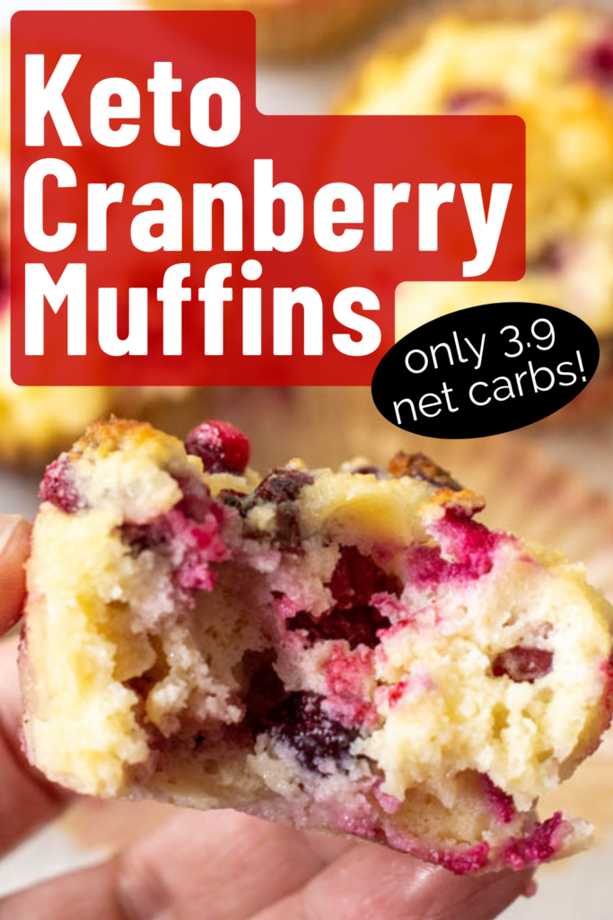 pinterest image for keto cranberry muffins