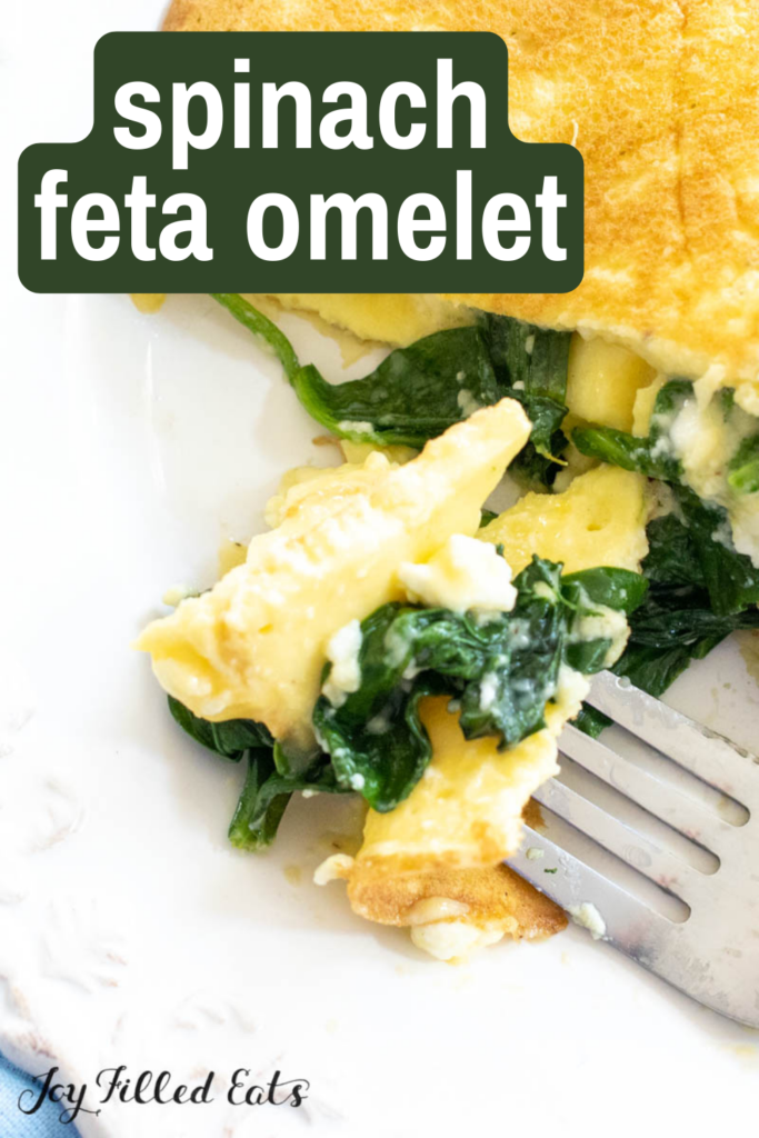 pinterest image for spinach feta omelet
