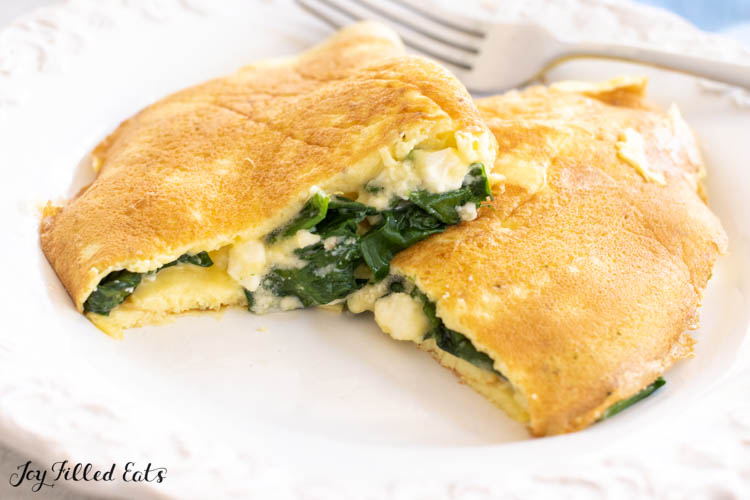 spinach feta omelet on plate