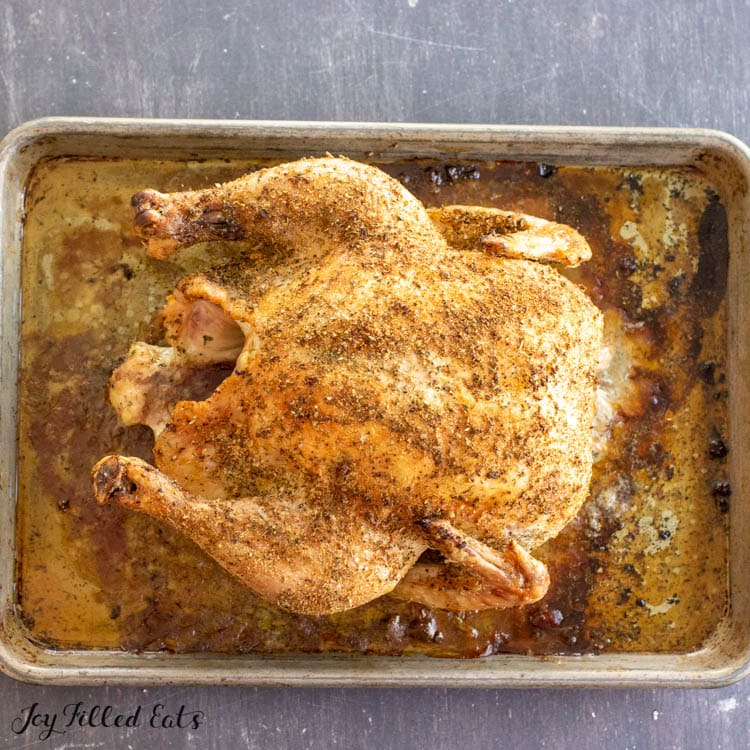 roasted chicken from overhead