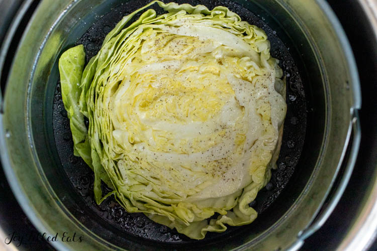 cabbage steak in air fryer basket