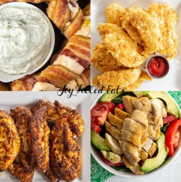 healthy chicken tender recipes in a collage