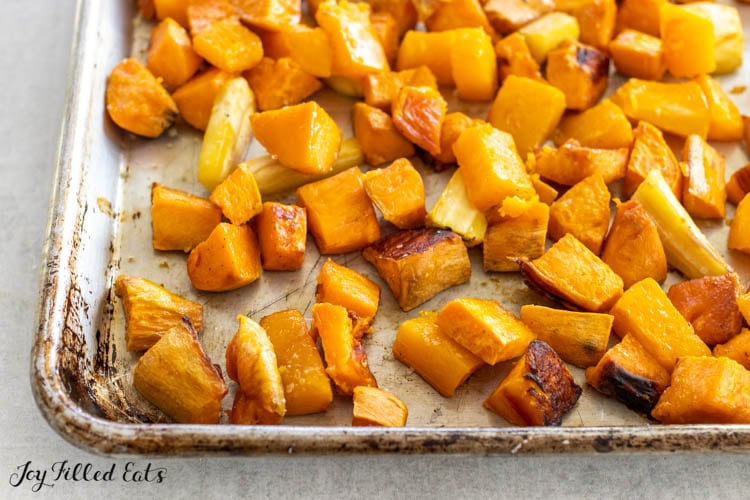 tray of roasted root vegetables
