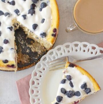 keto blueberry cheesecake recipe on a plate