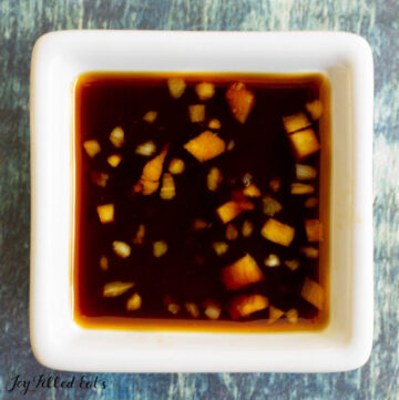 small square dish of keto teriyaki sauce