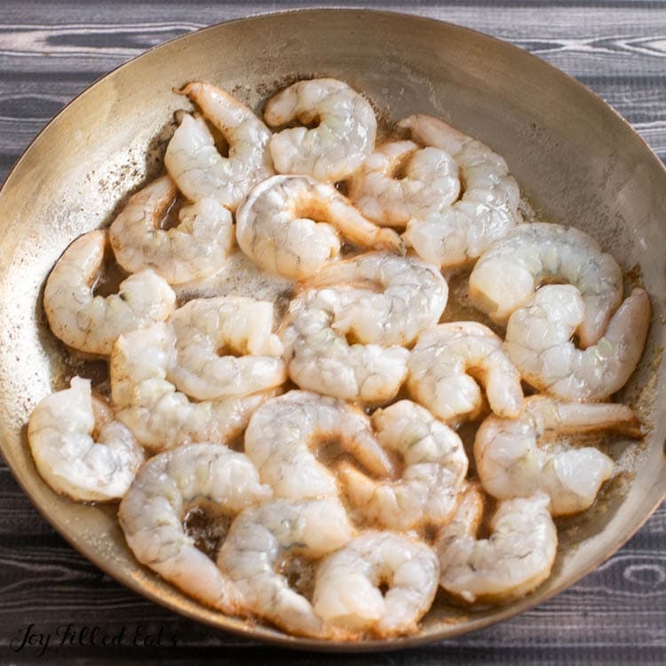 the keto shrimp recipe cooking in pan
