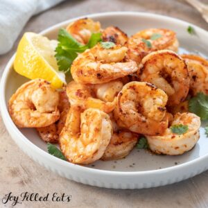 bowl of keto shrimp cooked in butter