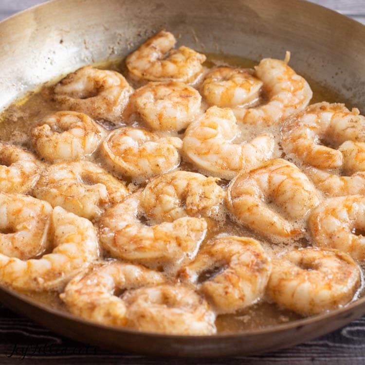 shrimp in butter in pan