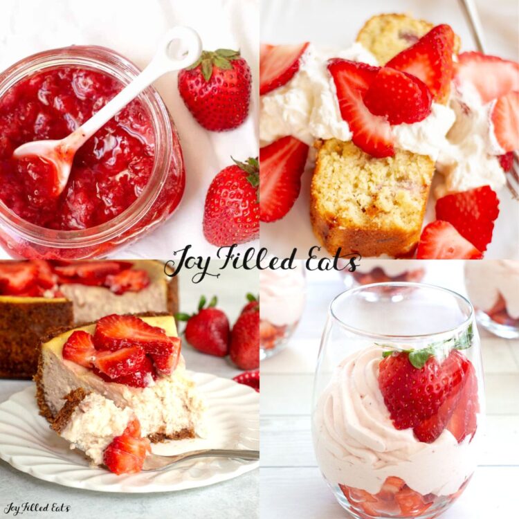 collage of keto strawberry recipes