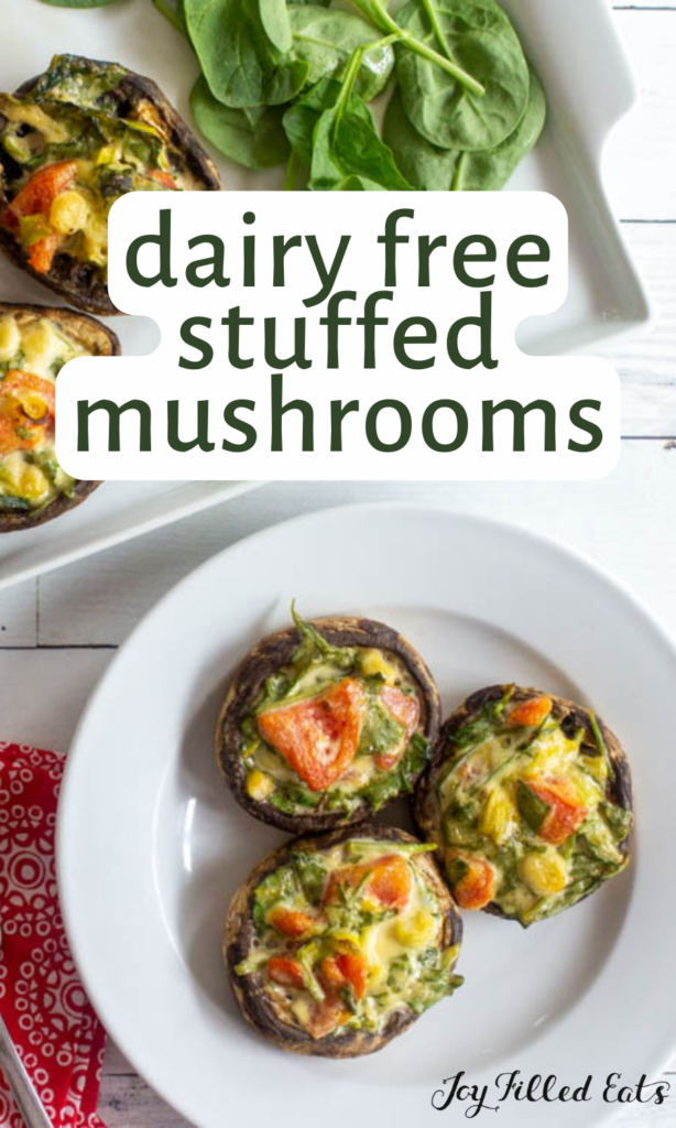 pinterest image for dairy free stuffed mushrooms