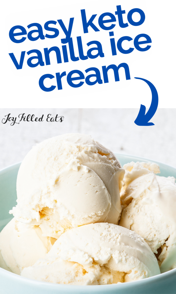 pinterest image for keto vanilla ice cream recipe