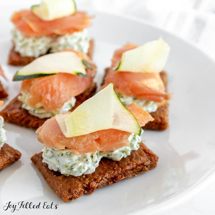 keto crackers with salmon and broccoli spread
