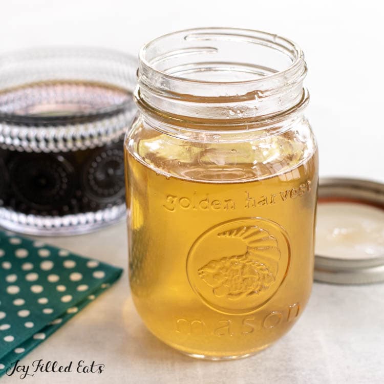 glass jar with keto coffee syrup recipe