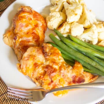 bacon chicken recipe plated with vegetables