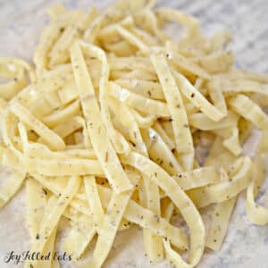 close up of pile of keto pasta noodles