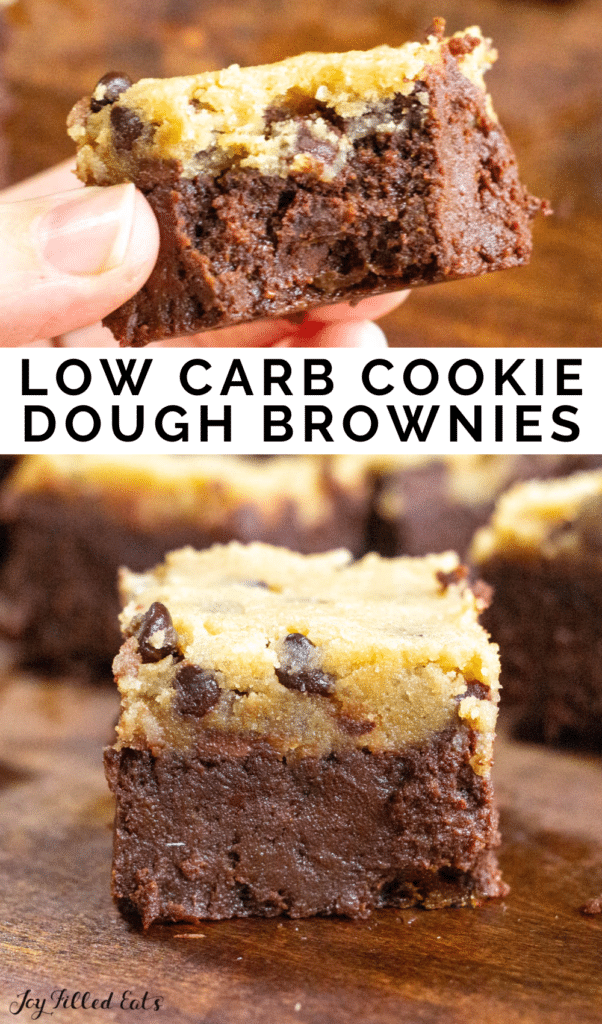 pinterest image for keto cookie dough brownies