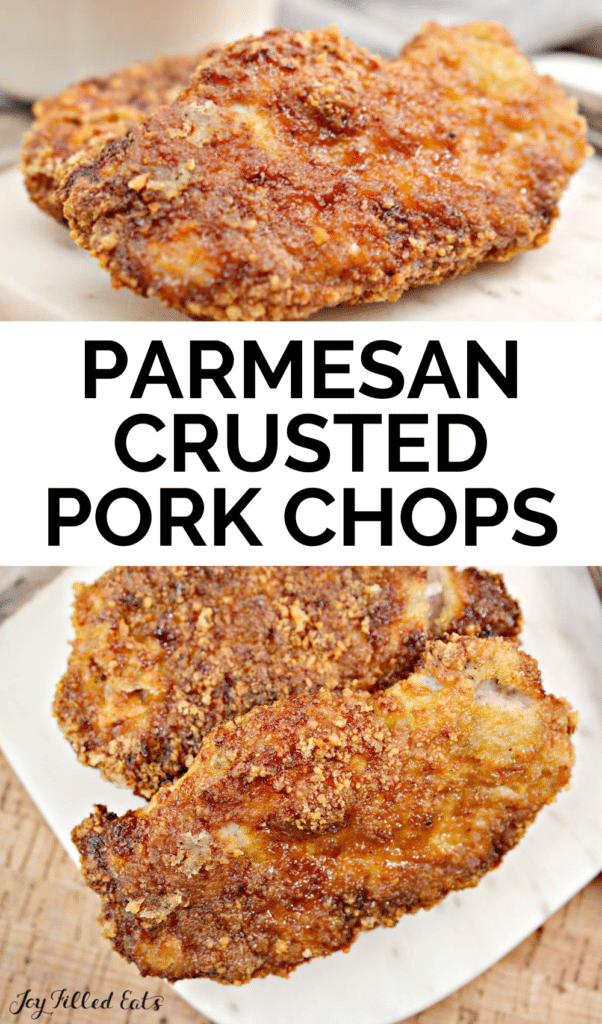 pinterest image for Keto Parmesan Crusted Pork Chops