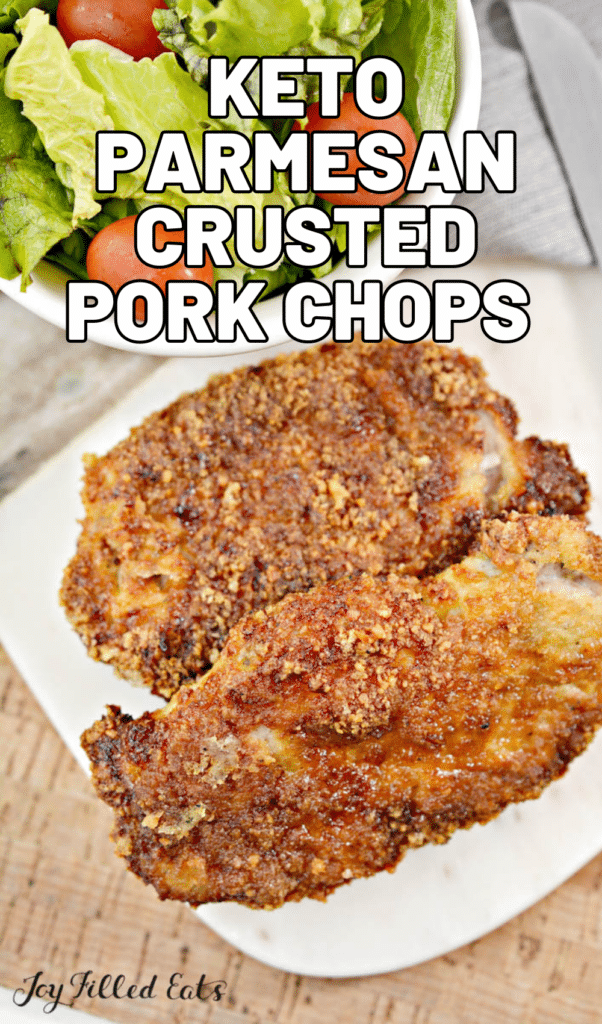pinterest image for Keto Parmesan Crusted Pork Chops