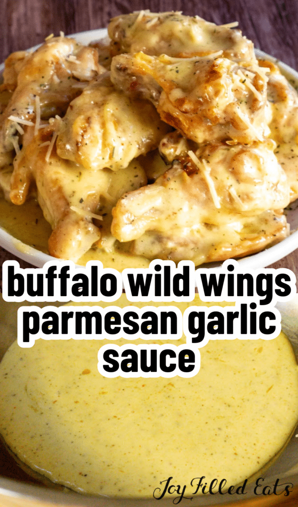 pinterest image for bww parmesan garlic sauce
