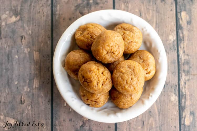 small bowl of cream cheese almond butter fat bombs