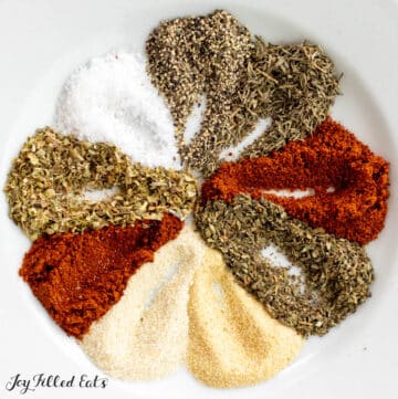 blackened seasoning recipe spices in a circular design on a plate