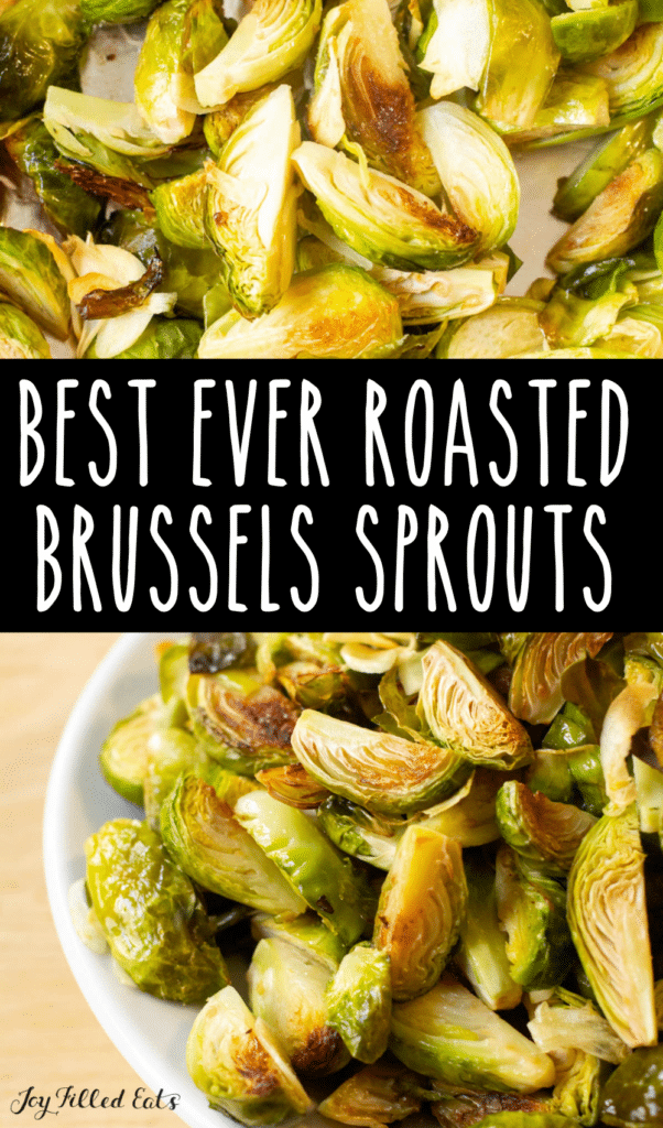 pinterest image for keto brussel sprouts with garlic