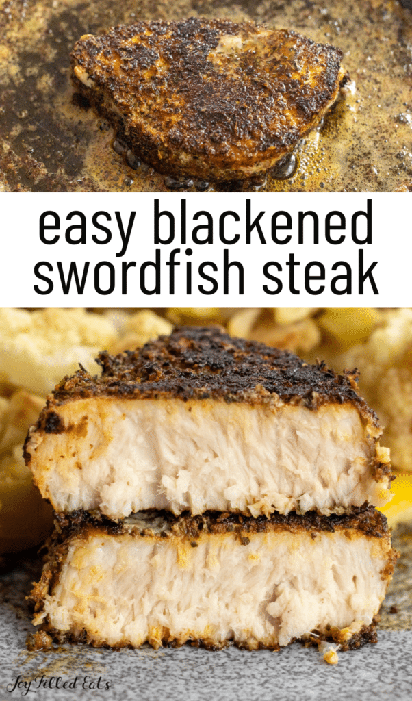 pinterest image for blackened swordfish recipe