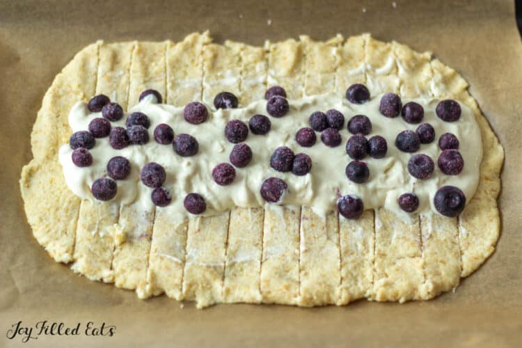 blueberries on top of the cheese filling