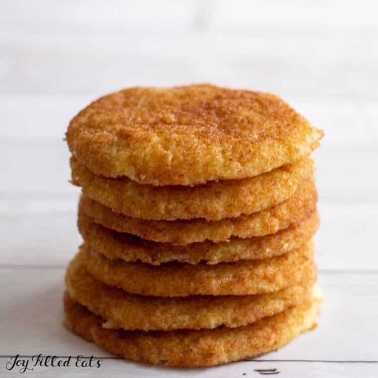 keto snickerdoodle cookies in a stack