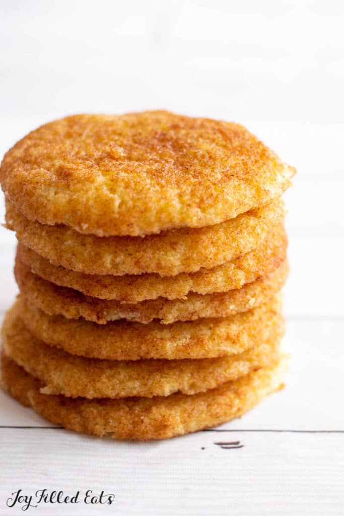 keto snickerdoodle cookies in a stack
