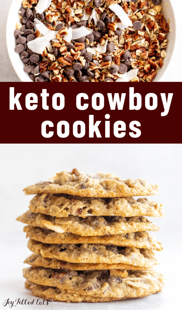 pinterest image for keto cowboy cookies