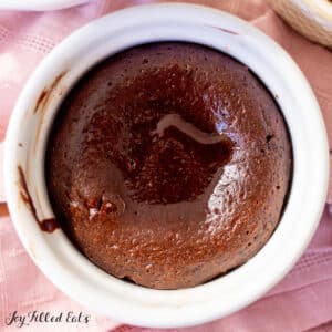 keto lava cake shown close up from overhead