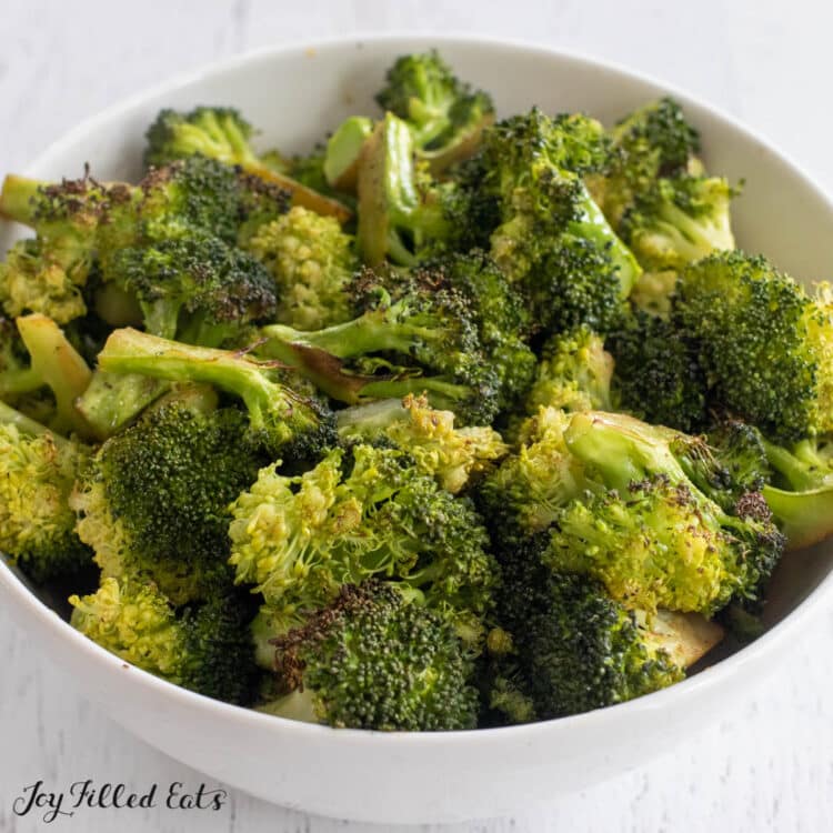 bowl of broiled broccoli