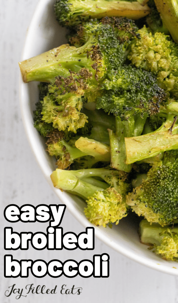 pinterest image for broiled broccoli