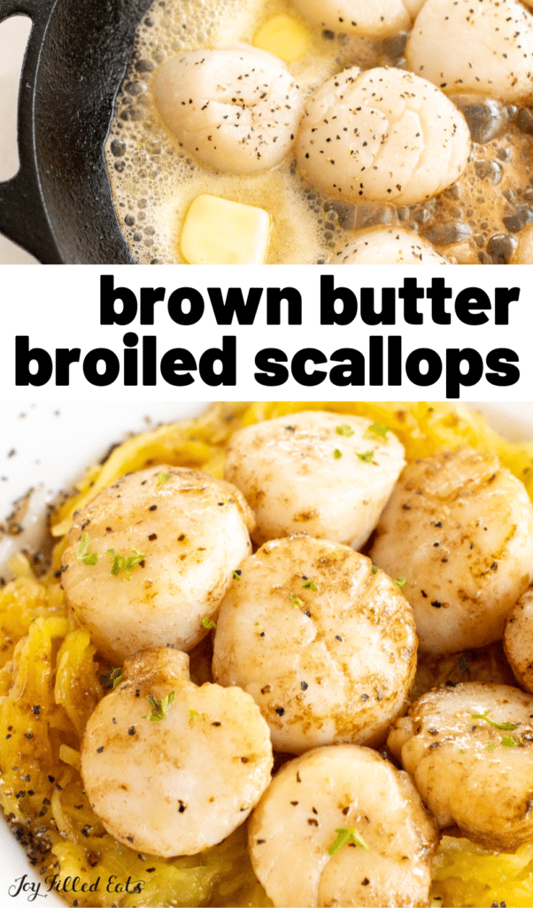 pinterest image for broiled scallops recipe