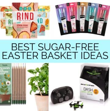sugar free easter basket ideas collage