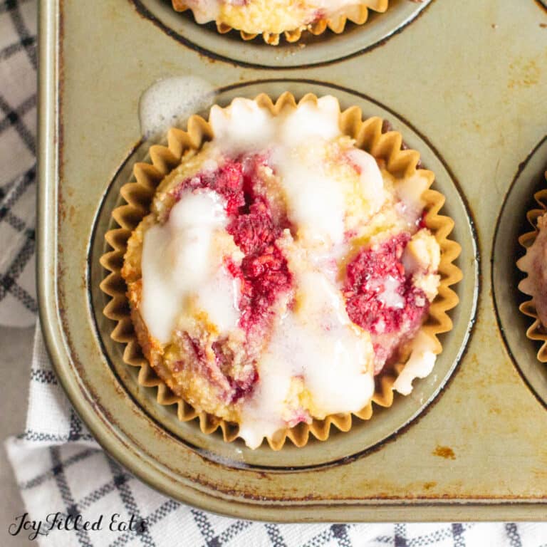 Keto Raspberry Muffins Recipe with Lemon Glaze