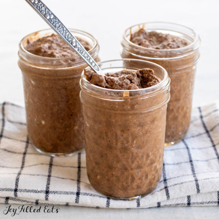 jars of chocolate protein pudding
