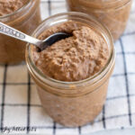 protein pudding recipe close up in jar with spoon