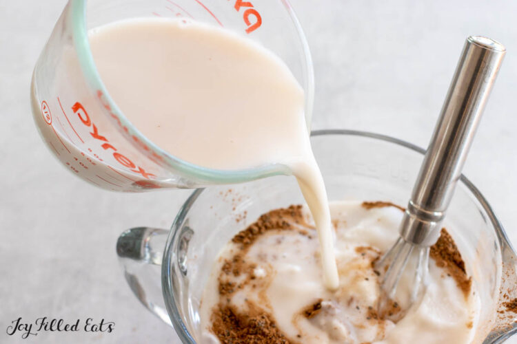 almond milk being added